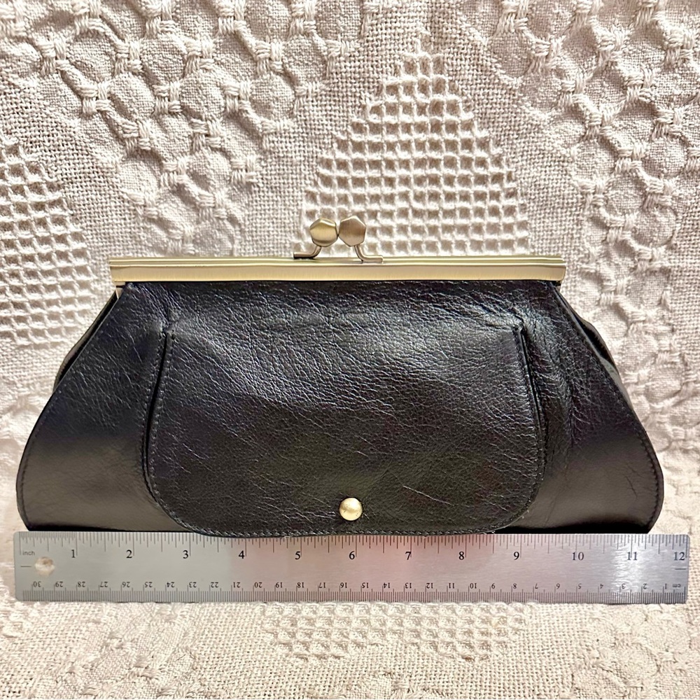 COPY - ZAC POSEN for Samsung Black Plush Leather Woman’s Clutch Kiss Lock - Picture 11 of 16